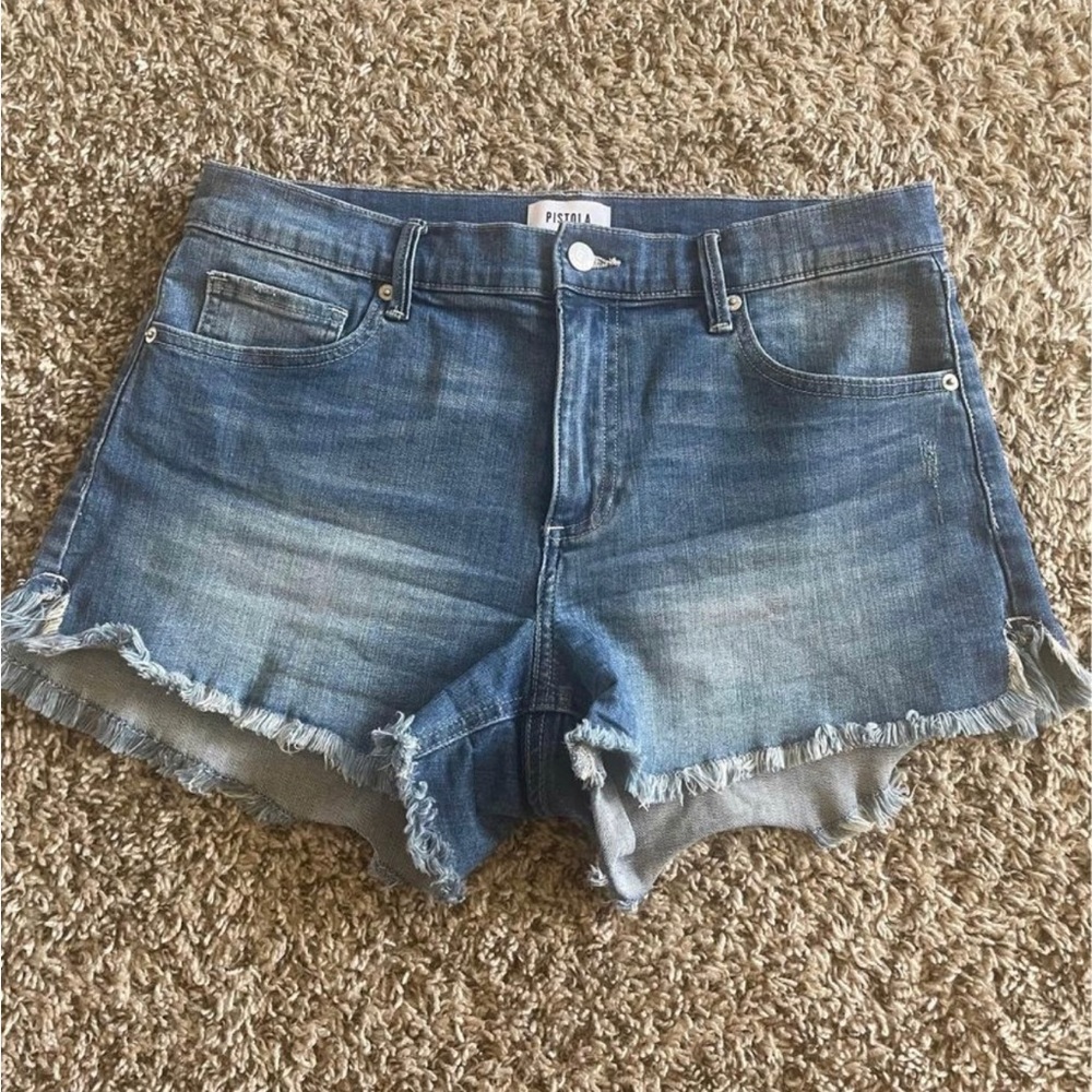 Pistola high waist stretch shorts. Size 30. Side slit hem.